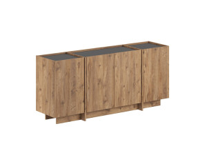 Aparador de madera "Dorma" - 180 x 45 x 80 cm - Pino Atlántico / Antracita