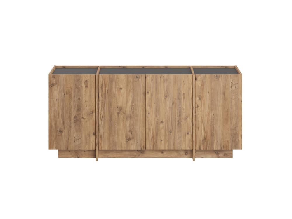 Aparador de madera "Dorma" - 180 x 45 x 80 cm - Pino Atlántico / Antracita