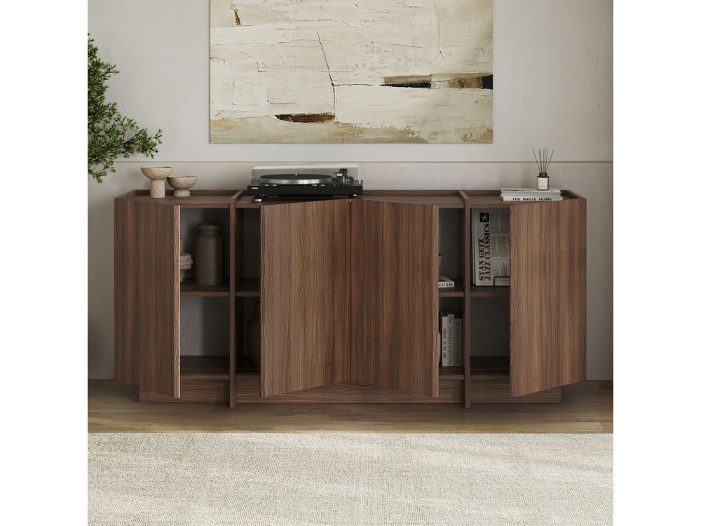 Aparador de madera "Dorma" - 180 x 45 x 80 cm - Nogal Milano