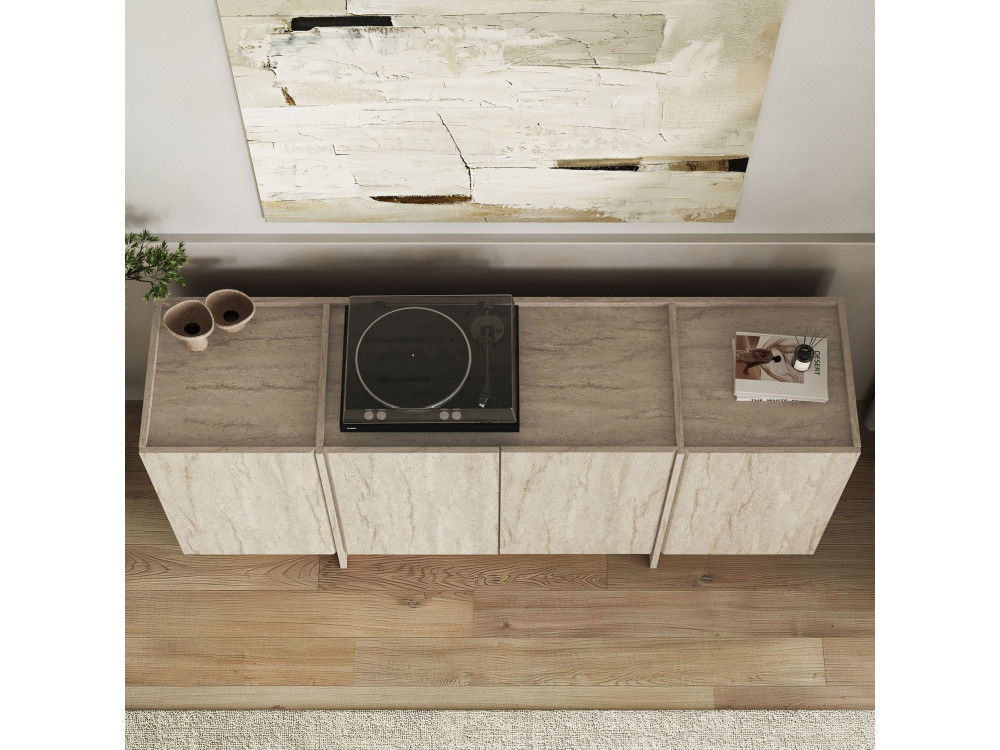 Aparador de madera "Dorma" - 180 x 45 x 80 cm - Travertino