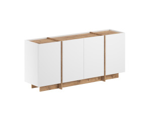 Aparador de madera "Dorma" - 180 x 45 x 80 cm - Blanco / Pino Atlántico