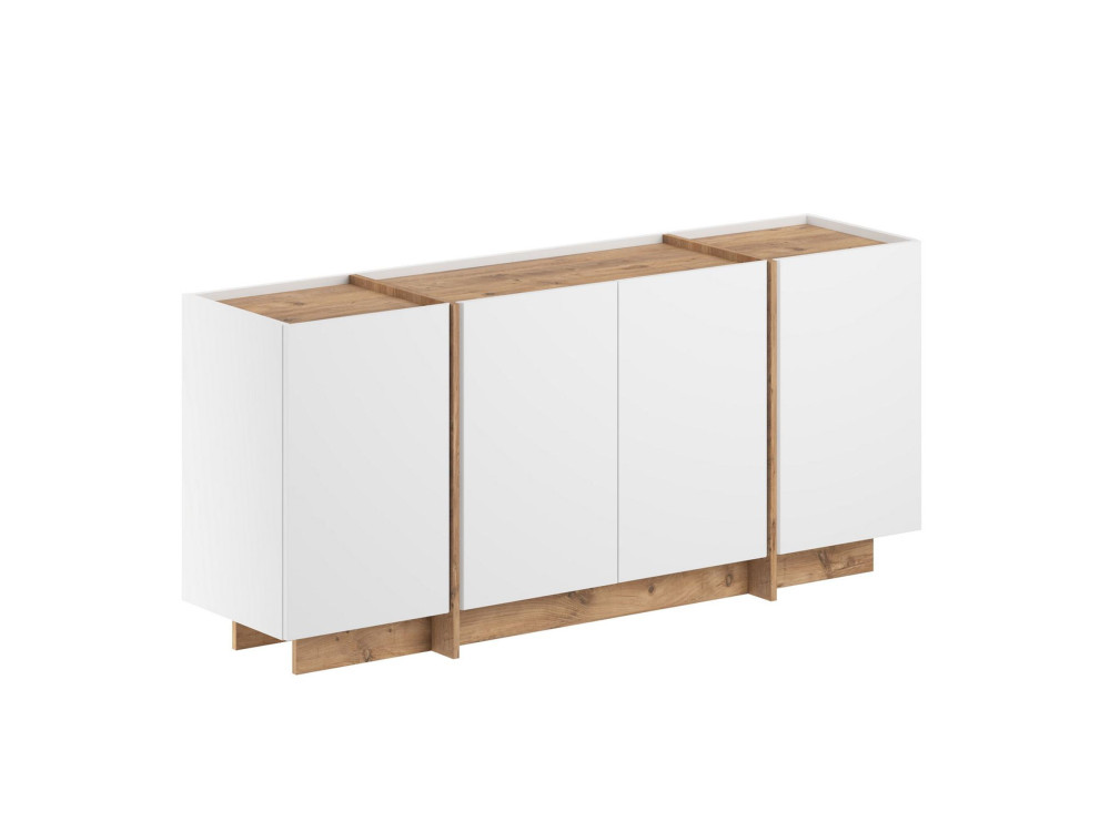 Aparador de madera "Dorma" - 180 x 45 x 80 cm - Blanco / Pino Atlántico