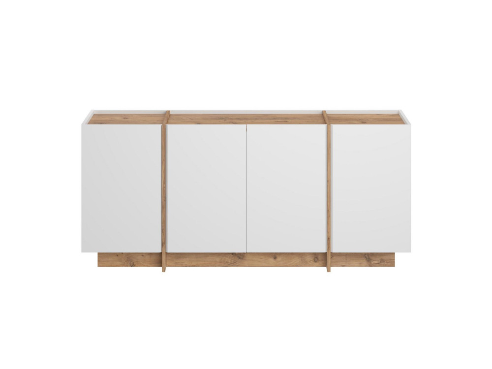 Aparador de madera "Dorma" - 180 x 45 x 80 cm - Blanco / Pino Atlántico