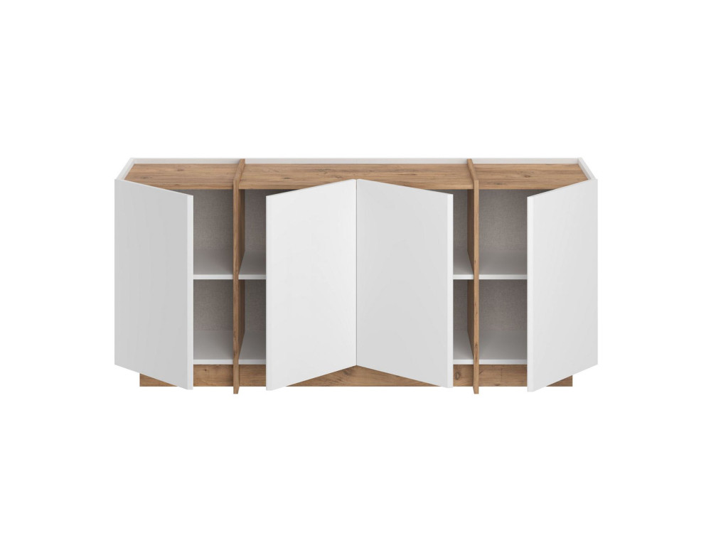 Aparador de madera "Dorma" - 180 x 45 x 80 cm - Blanco / Pino Atlántico