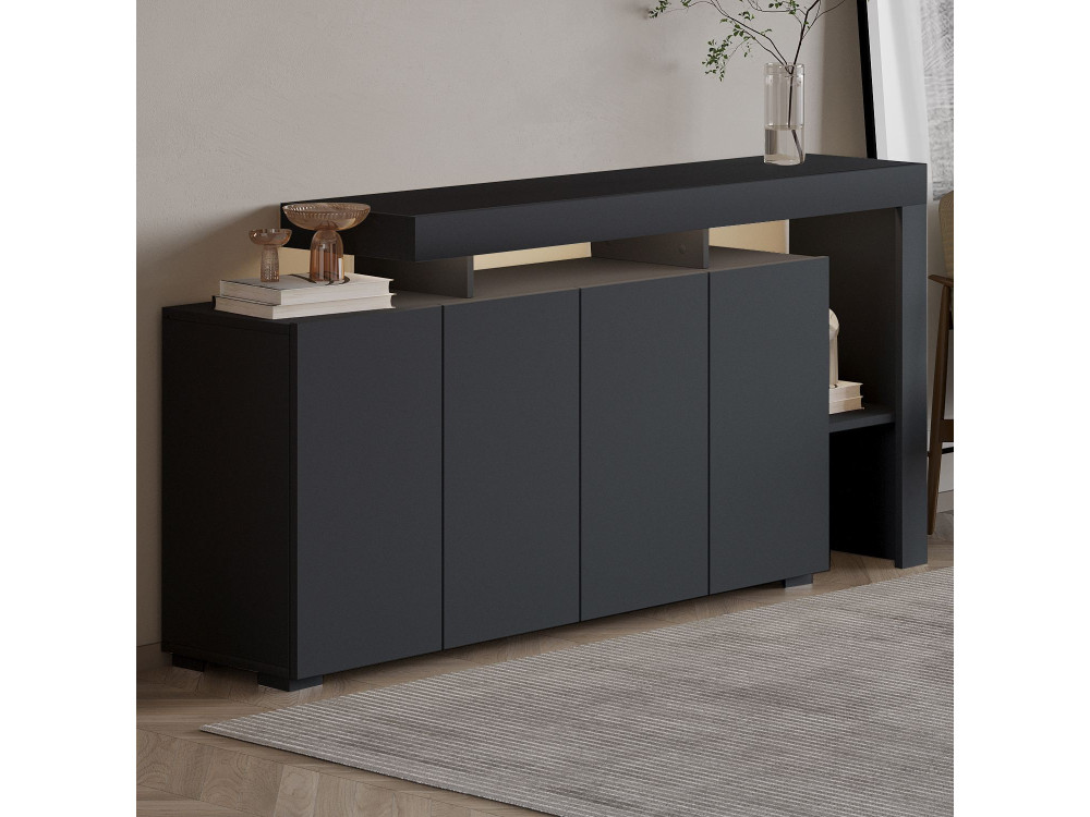 Aparador de madera "Beliz" - 170 x 35 x 80 cm - Antracita