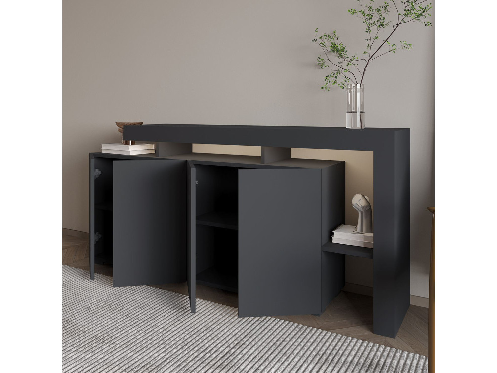 Aparador de madera "Beliz" - 170 x 35 x 80 cm - Antracita