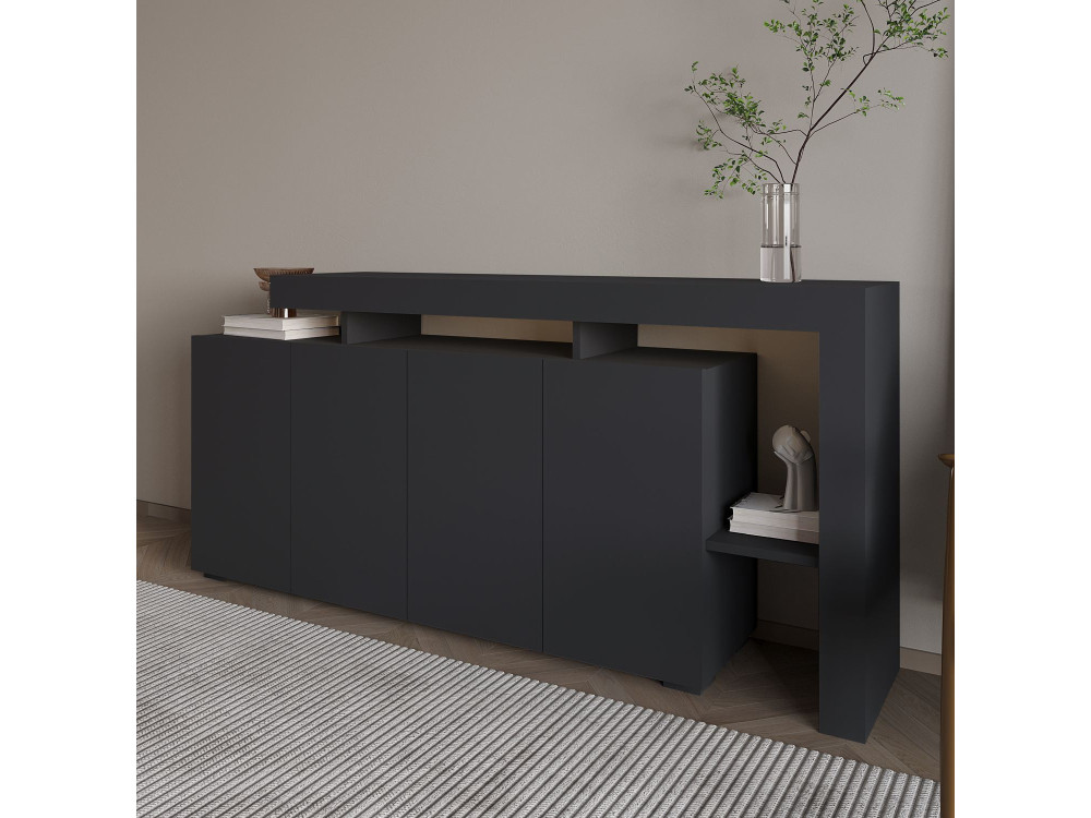 Aparador de madera "Beliz" - 170 x 35 x 80 cm - Antracita