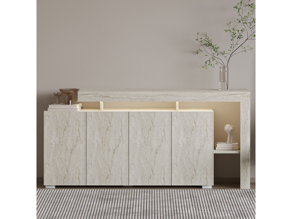 Aparador de madera "Beliz" - 170 x 35 x 80 cm - Travertino