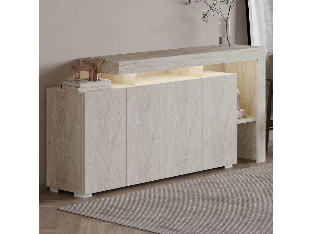 Aparador de madera "Beliz" - 170 x 35 x 80 cm - Travertino