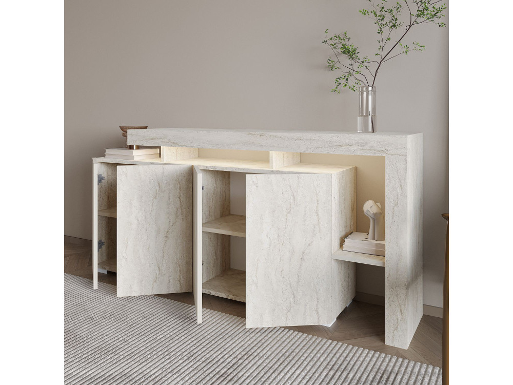 Aparador de madera "Beliz" - 170 x 35 x 80 cm - Travertino