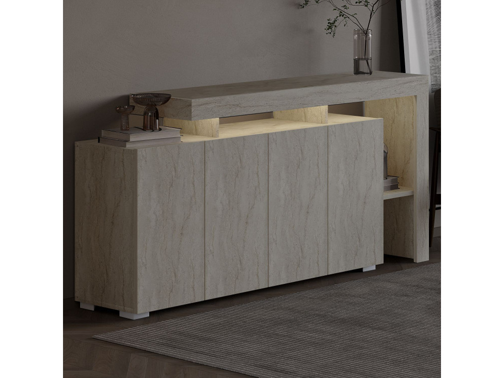 Aparador de madera "Beliz" - 170 x 35 x 80 cm - Travertino