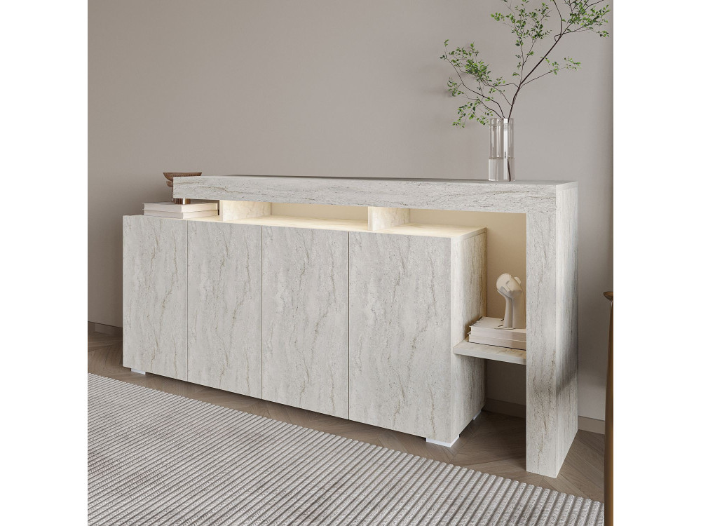 Aparador de madera "Beliz" - 170 x 35 x 80 cm - Travertino
