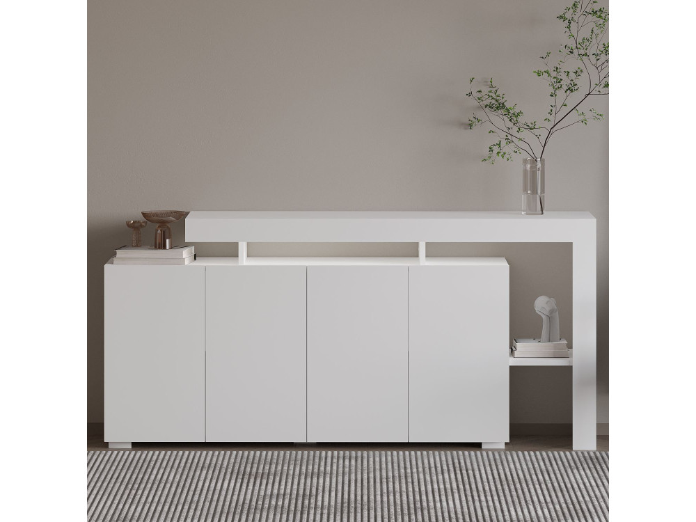 Aparador de madera "Beliz" - 170 x 35 x 80 cm - Blanco