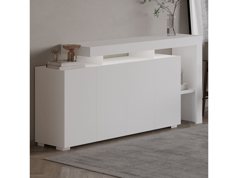 Aparador de madera "Beliz" - 170 x 35 x 80 cm - Blanco