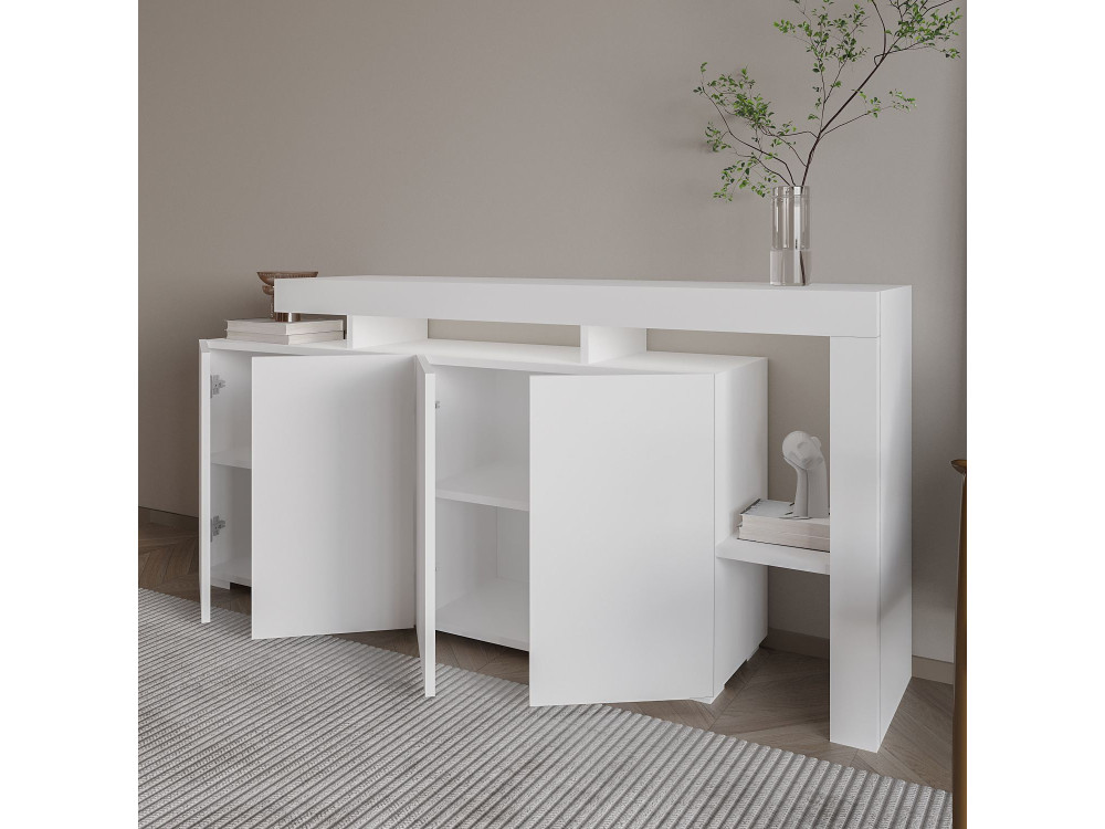 Aparador de madera "Beliz" - 170 x 35 x 80 cm - Blanco