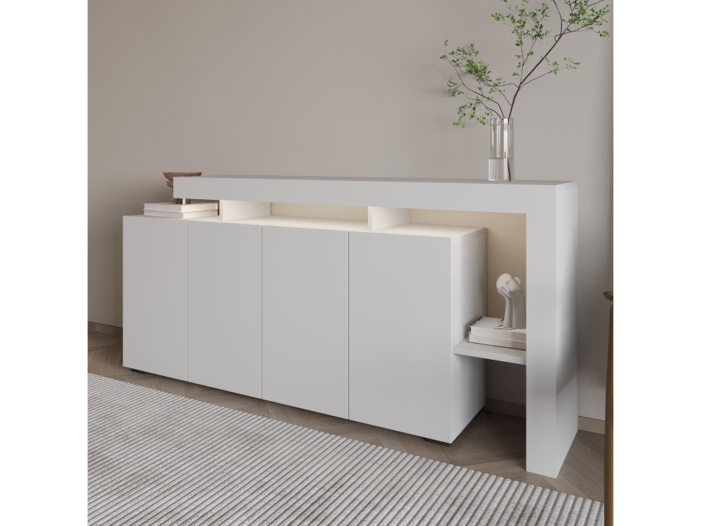 Aparador de madera "Beliz" - 170 x 35 x 80 cm - Blanco