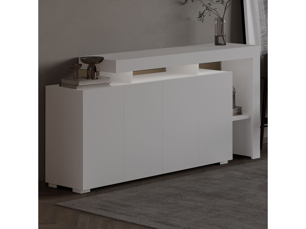Aparador de madera "Beliz" - 170 x 35 x 80 cm - Blanco