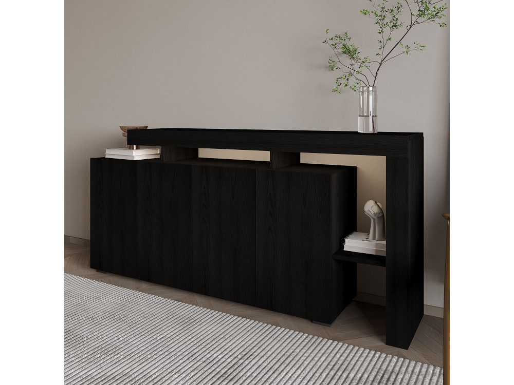 Aparador de madera "Beliz" - 170 x 35 x 80 cm - Madera negra