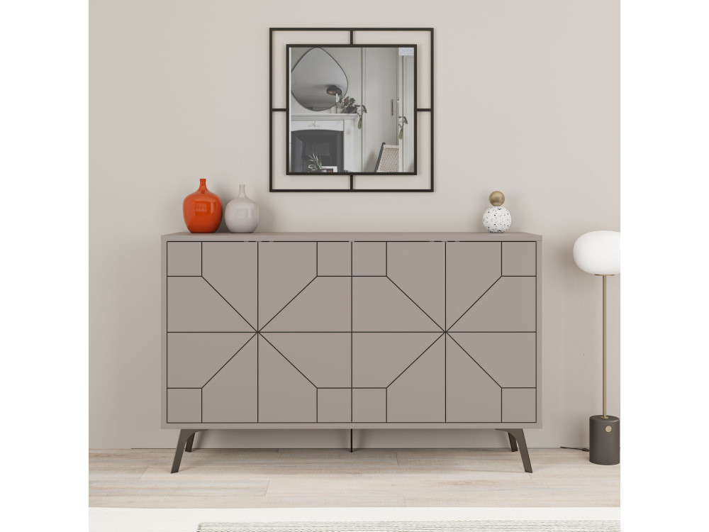 Aparador de madera "Dune" - 123 x 35 x 62 cm - Marrón moca claro