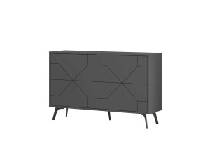 Aparador de madera "Dune" - 123 x 35 x 62 cm - Gris antracita