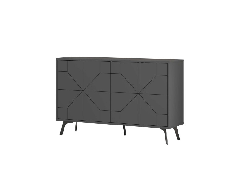 Aparador de madera "Dune" - 123 x 35 x 62 cm - Gris antracita