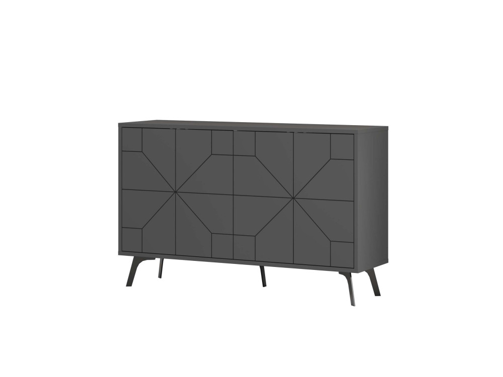 Aparador de madera "Dune" - 123 x 35 x 62 cm - Gris antracita