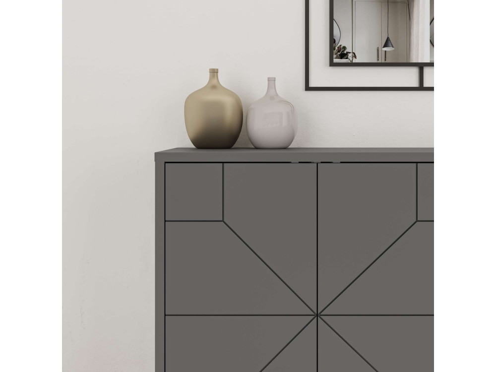 Aparador de madera "Dune" - 123 x 35 x 62 cm - Gris antracita