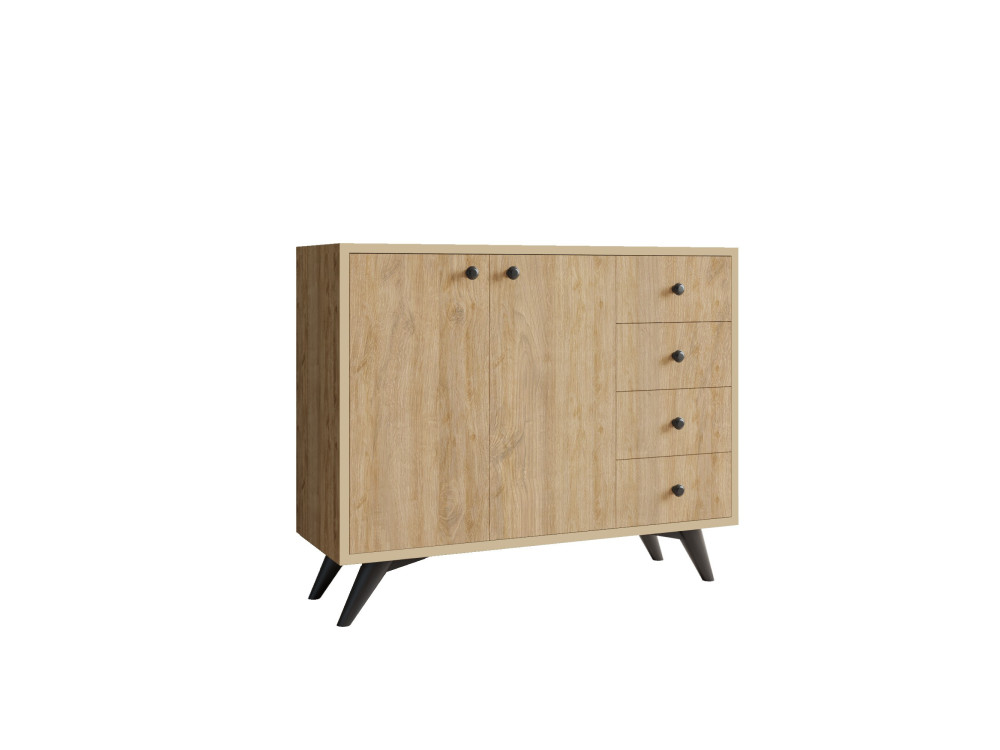 Aparador de madera "Waga" - 100 x 35 x 82 cm - Marrón