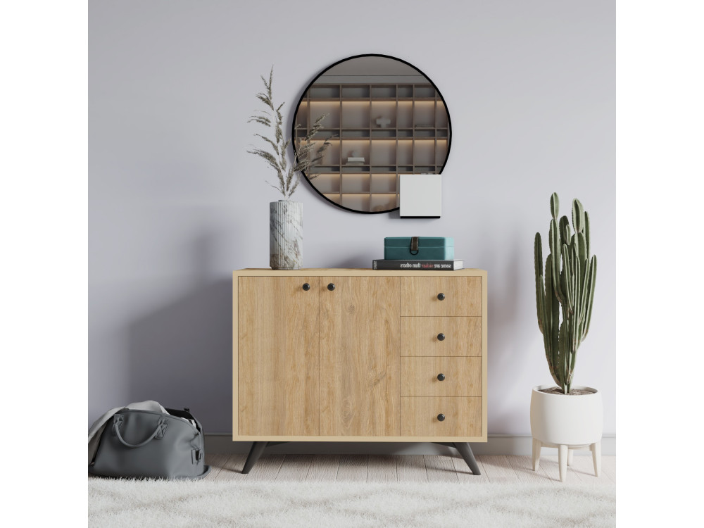 Aparador de madera "Waga" - 100 x 35 x 82 cm - Marrón