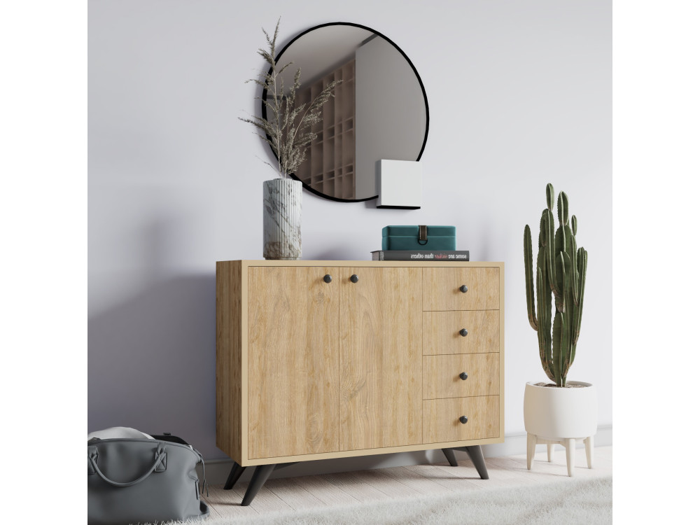 Aparador de madera "Waga" - 100 x 35 x 82 cm - Marrón