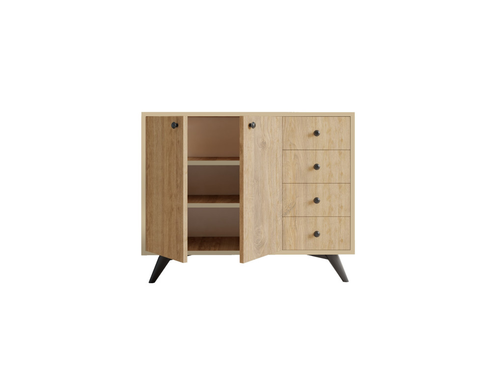 Aparador de madera "Waga" - 100 x 35 x 82 cm - Marrón