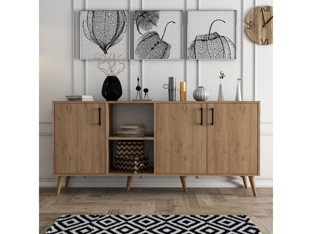Aparador de madera "Exxen" - 180 x 45 x 80 cm - Marrón
