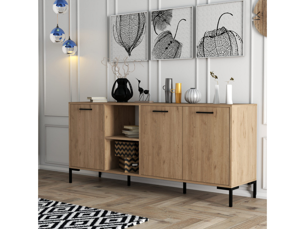 Aparador de madera "Aurora" - 180 x 45 x 80 cm - Marrón