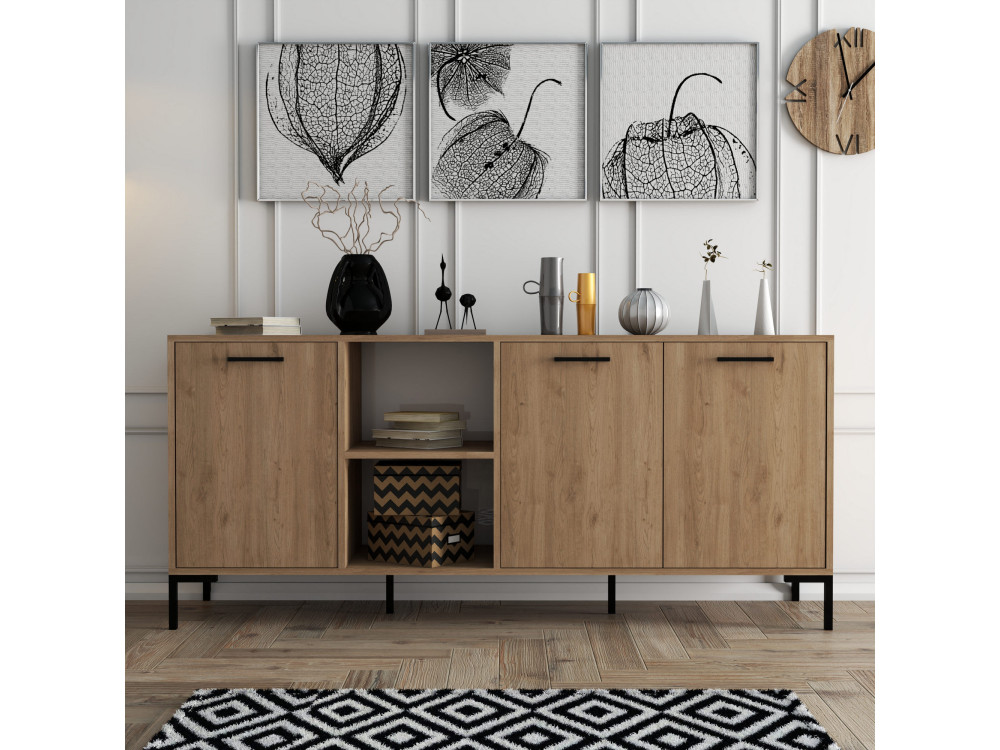 Aparador de madera "Aurora" - 180 x 45 x 80 cm - Marrón