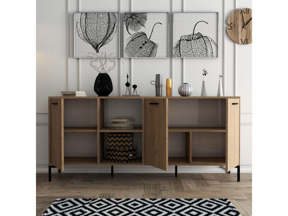 Aparador de madera "Aurora" - 180 x 45 x 80 cm - Marrón