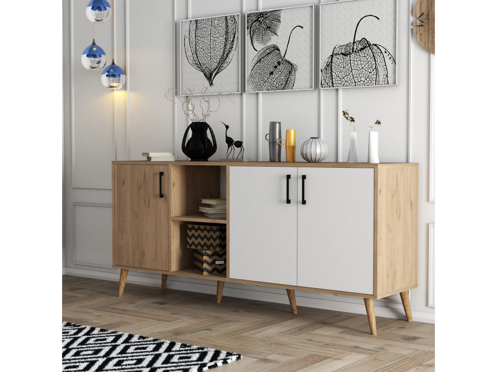 Aparador de madera "Exxen" - 180 x 45 x 80 cm - Blanco