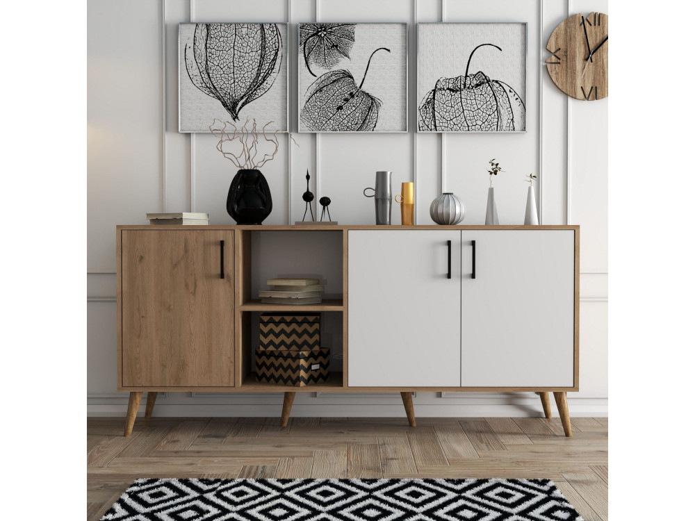 Aparador de madera "Exxen" - 180 x 45 x 80 cm - Blanco
