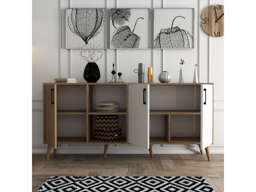 Aparador de madera "Exxen" - 180 x 45 x 80 cm - Blanco