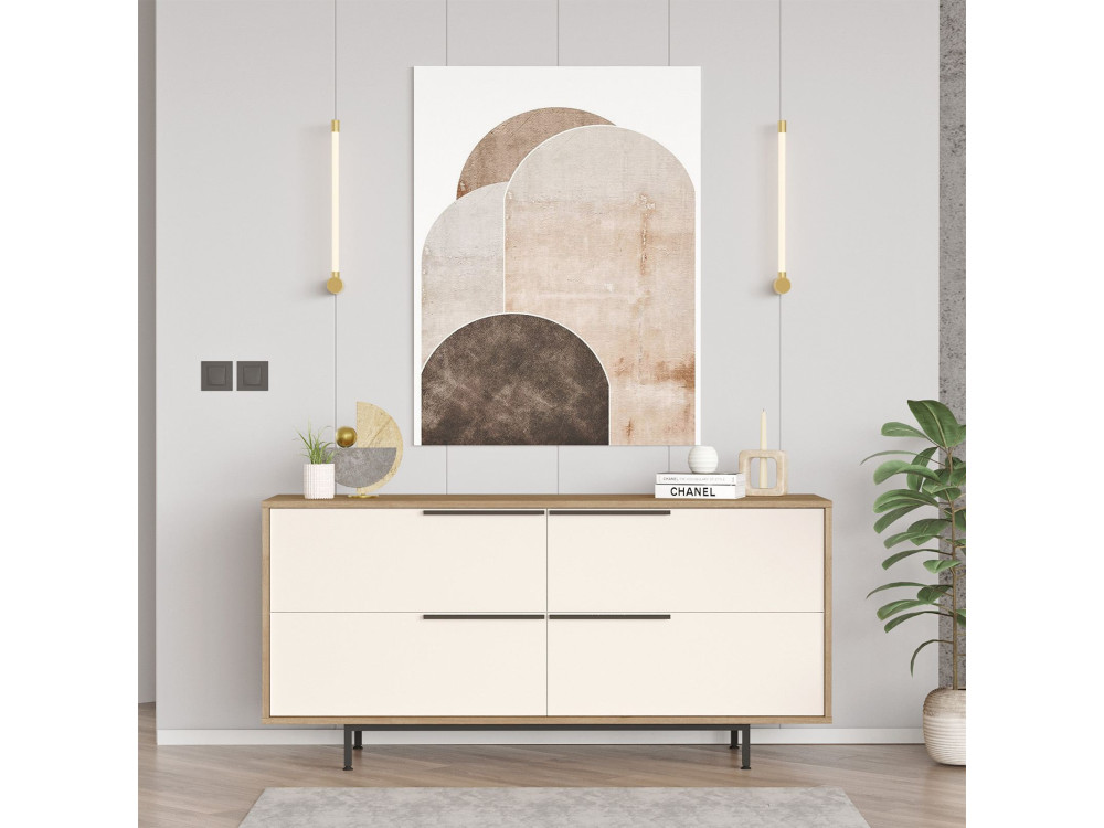 Aparador de madera "ON3-SW" - 160 x 44 x 74 cm - Blanco