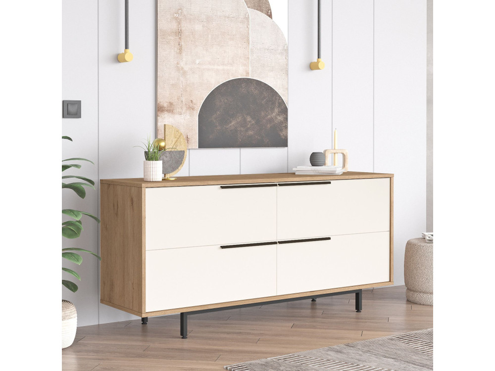 Aparador de madera "ON3-SW" - 160 x 44 x 74 cm - Blanco