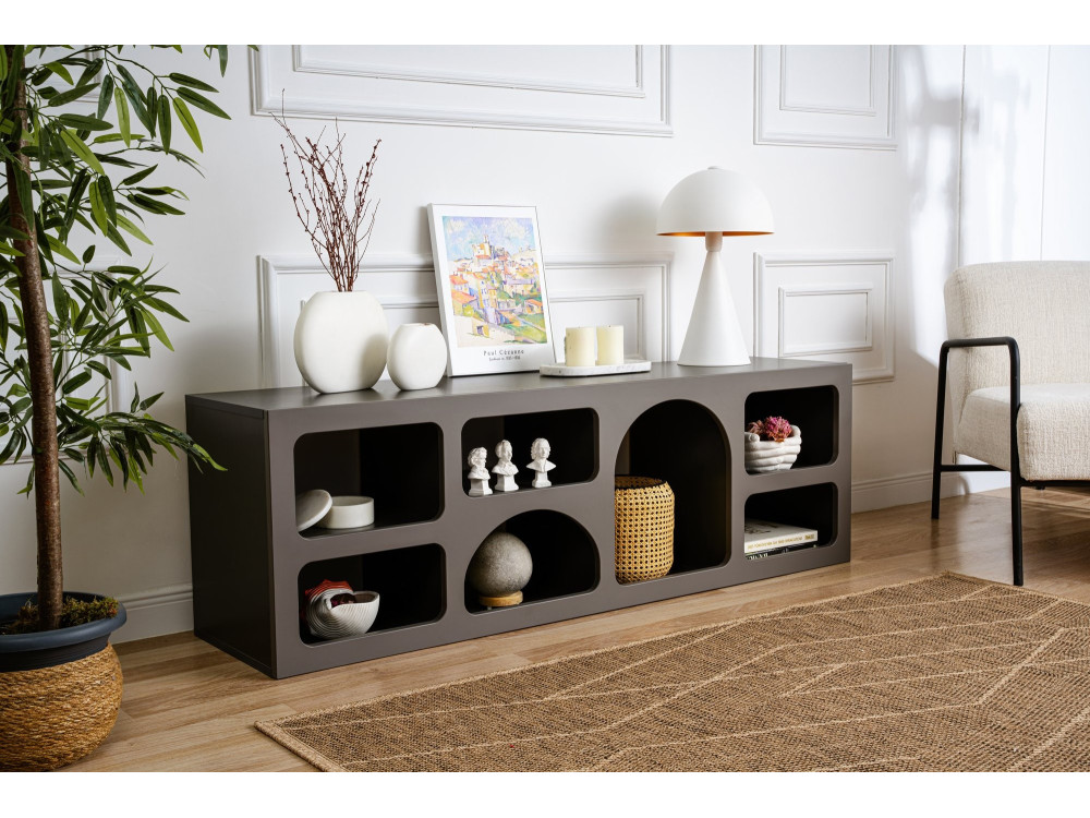 Aparador de madera "Ferlis" - 160 x 40 x 51 cm - Gris antracita