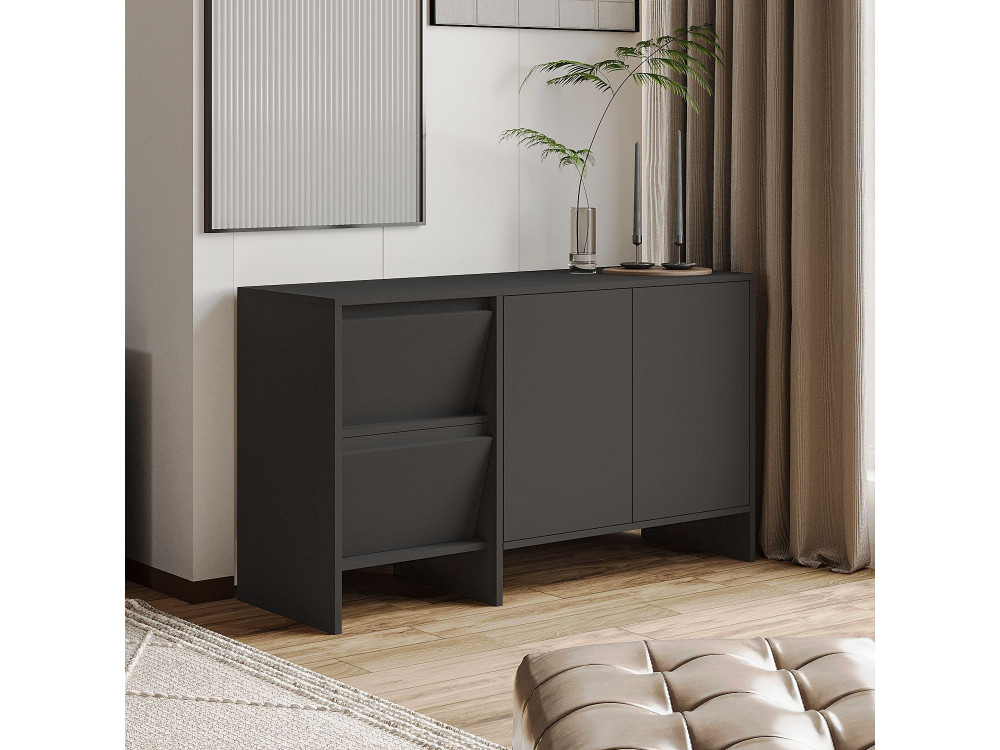 Aparador de madera "Laris 130" - 130 x 44 x 82 cm - Gris antracita