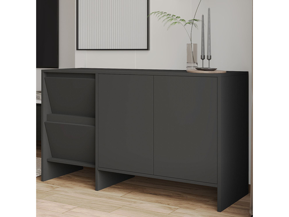 Aparador de madera "Laris 130" - 130 x 44 x 82 cm - Gris antracita