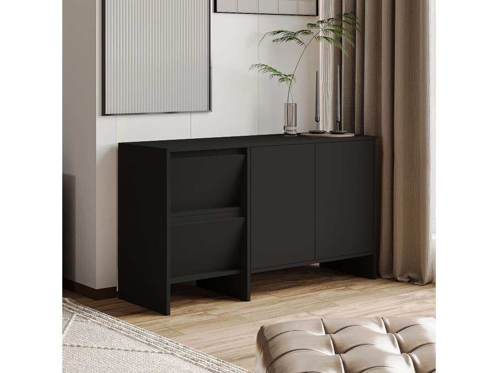 Aparador de madera "Laris 130" - 130 x 44 x 82 cm - Negro
