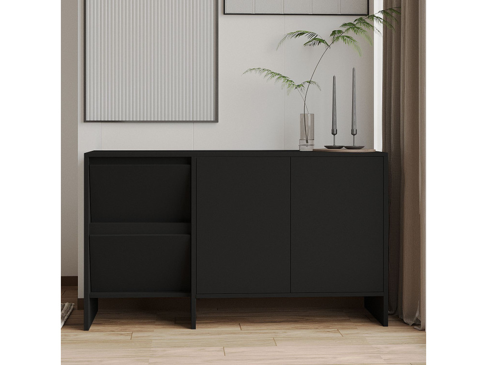 Aparador de madera "Laris 130" - 130 x 44 x 82 cm - Negro