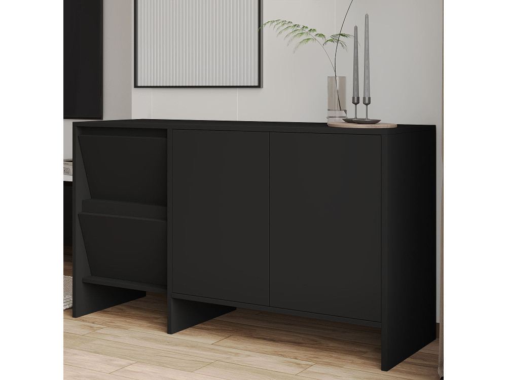 Aparador de madera "Laris 130" - 130 x 44 x 82 cm - Negro