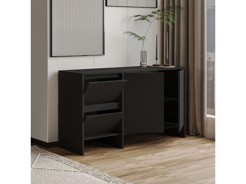 Aparador de madera "Laris 130" - 130 x 44 x 82 cm - Negro