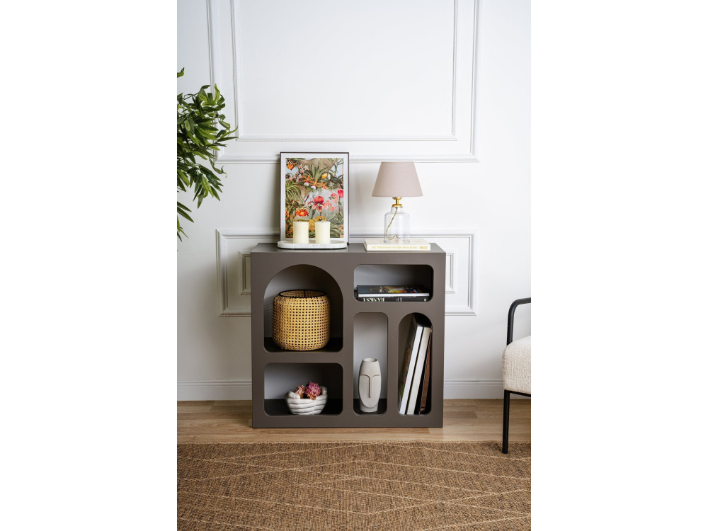 Aparador de madera "Lessa" - 80 x 37 x 74 cm - Gris antracita