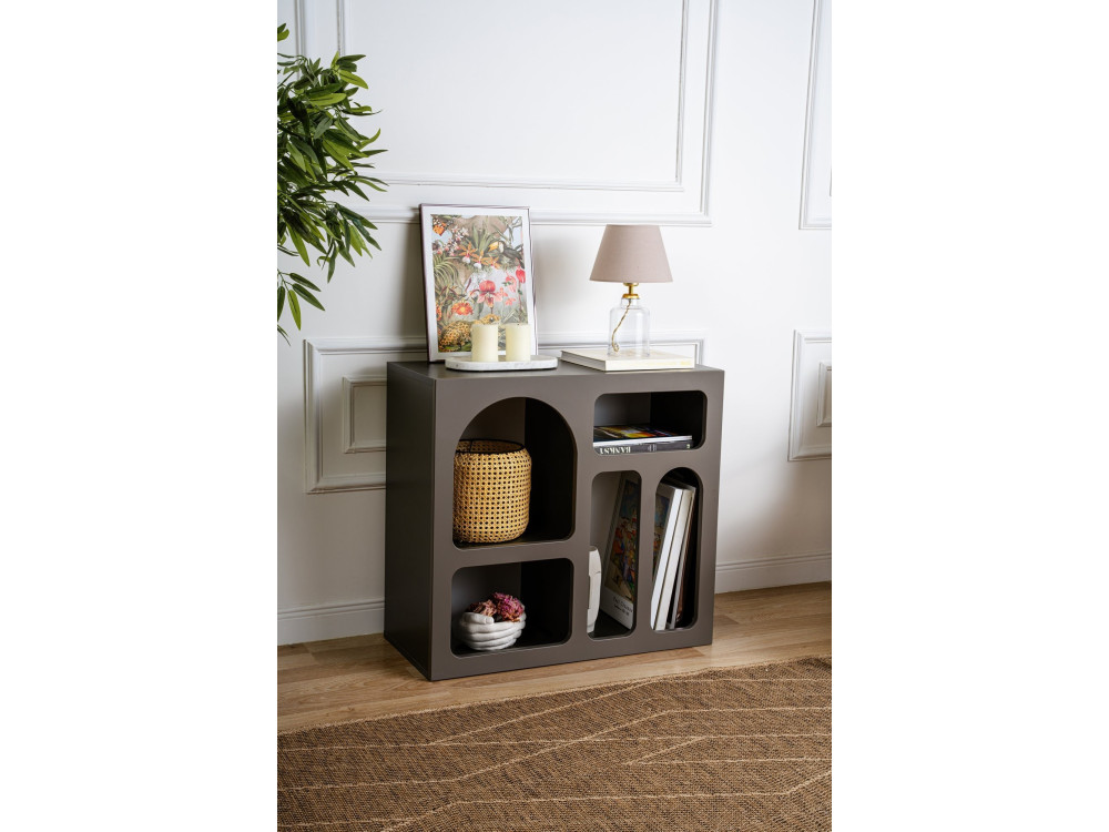 Aparador de madera "Lessa" - 80 x 37 x 74 cm - Gris antracita