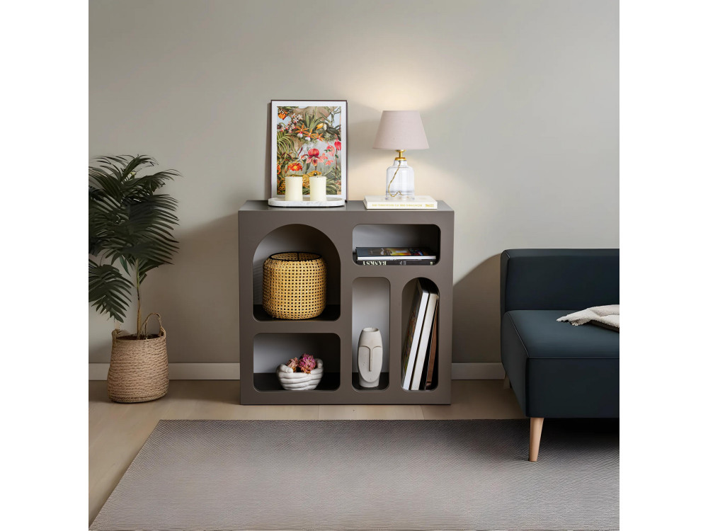 Aparador de madera "Lessa" - 80 x 37 x 74 cm - Gris antracita
